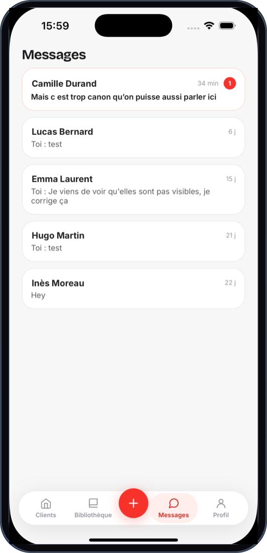 Coach space messaging with the list of conversations